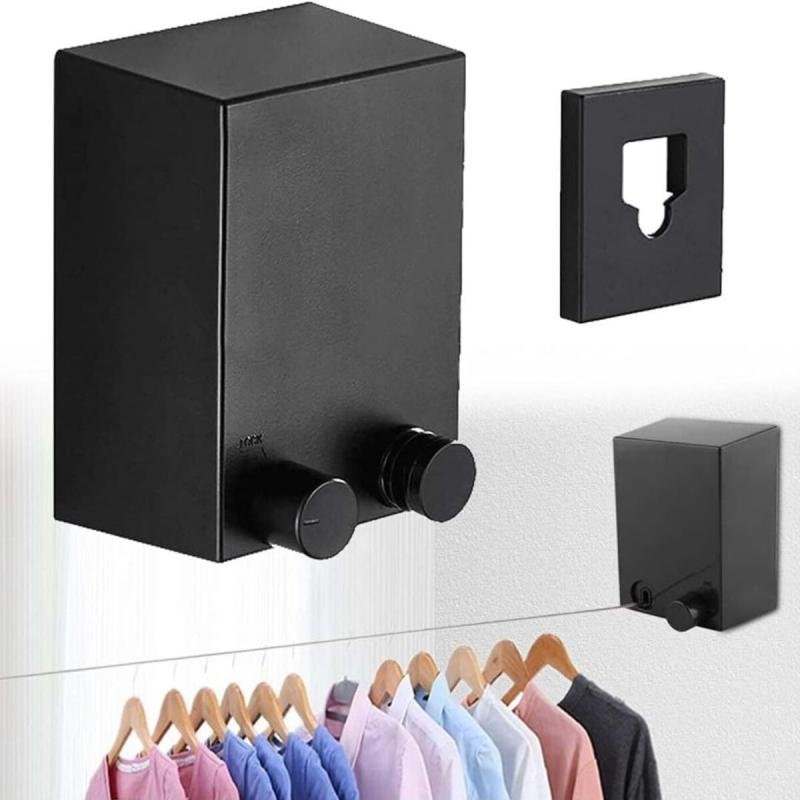 حبل نشر غسيل قابل للسحب لون اسود