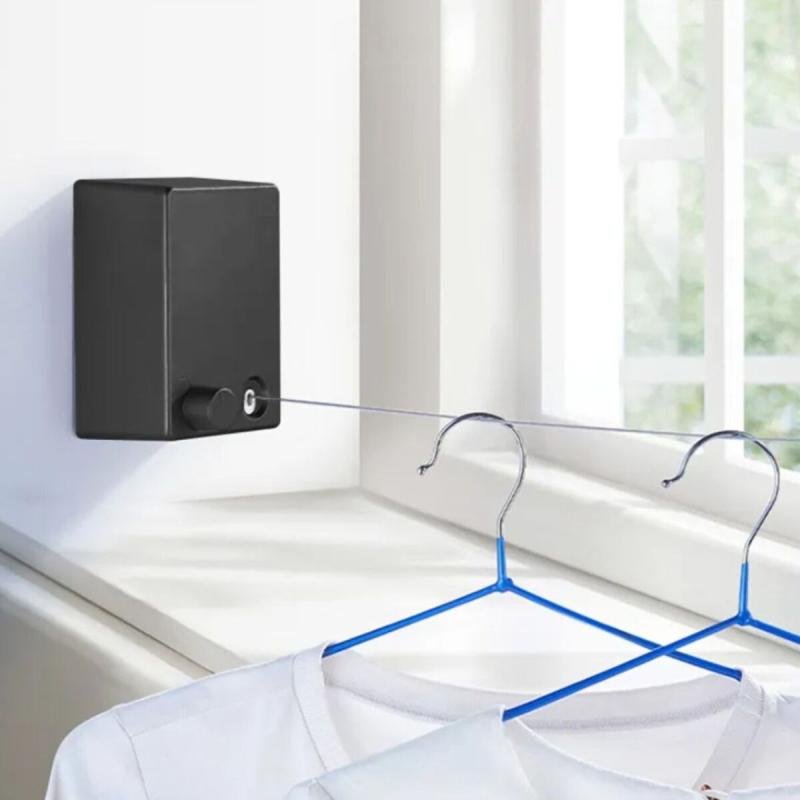 حبل نشر غسيل قابل للسحب لون اسود