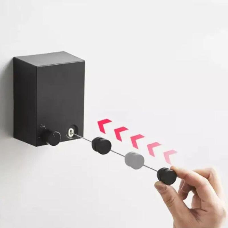 حبل نشر غسيل قابل للسحب لون اسود