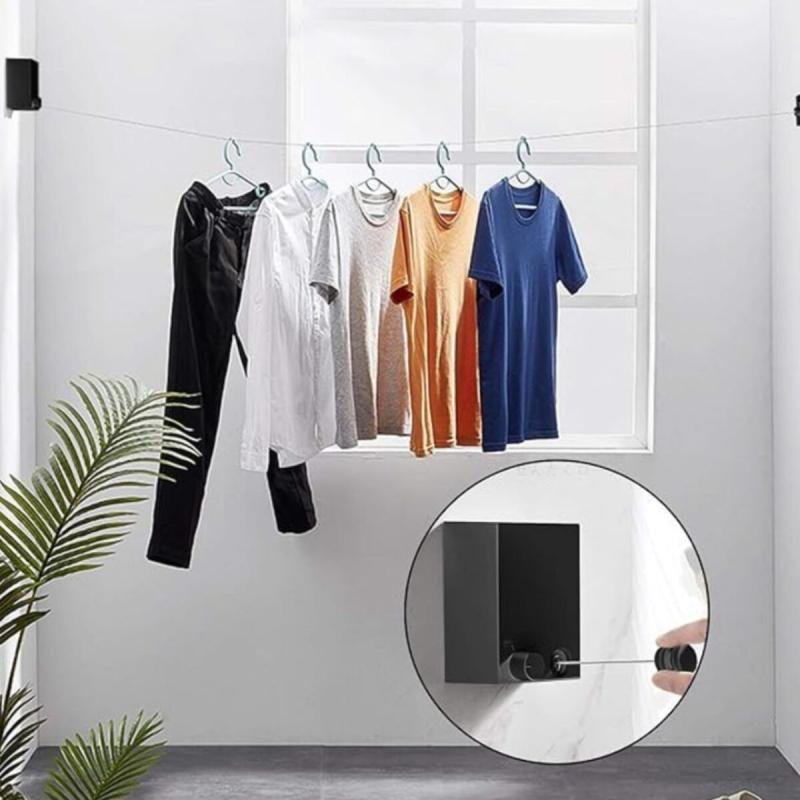 حبل نشر غسيل قابل للسحب لون اسود