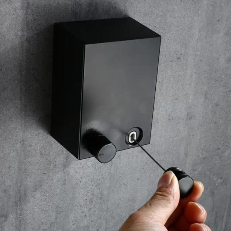 حبل نشر غسيل قابل للسحب لون اسود