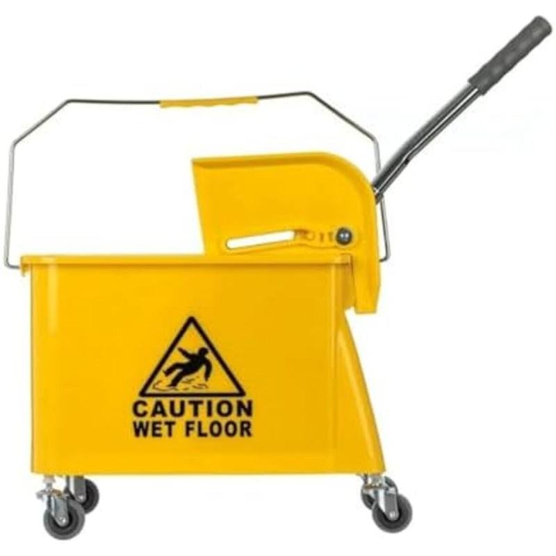 دلو ممسحة بعجلات وضغط جانبي من بونكا – دلو تنظيف احترافي للمنازل والفنادق والمستشفيات 20 لتر