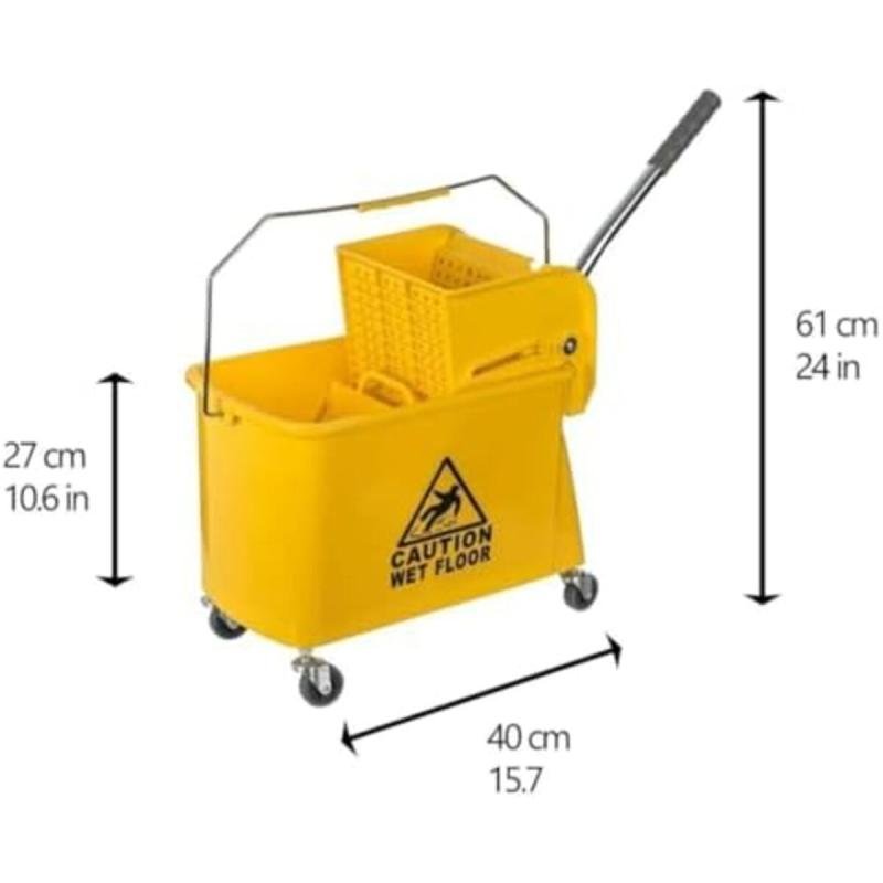 دلو ممسحة بعجلات وضغط جانبي من بونكا – دلو تنظيف احترافي للمنازل والفنادق والمستشفيات 20 لتر