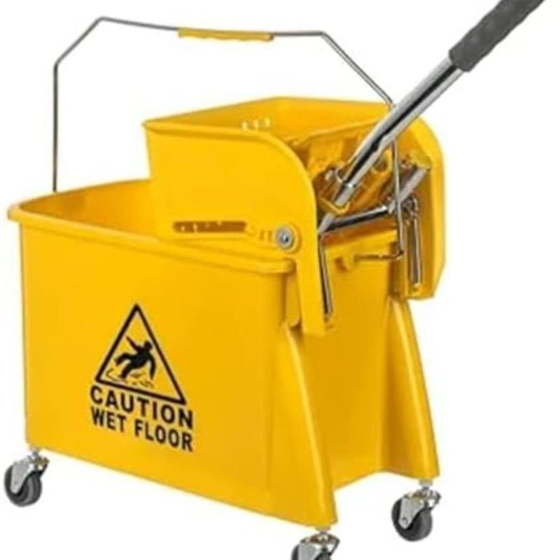 دلو ممسحة بعجلات وضغط جانبي من بونكا – دلو تنظيف احترافي للمنازل والفنادق والمستشفيات 20 لتر