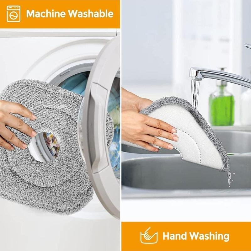 مجموعة ممسحة دوارة مع دلو ونظام مياه منفصل ذاتيًا، رأس ممسحة دوارة 360 درجة مربعة الشكل