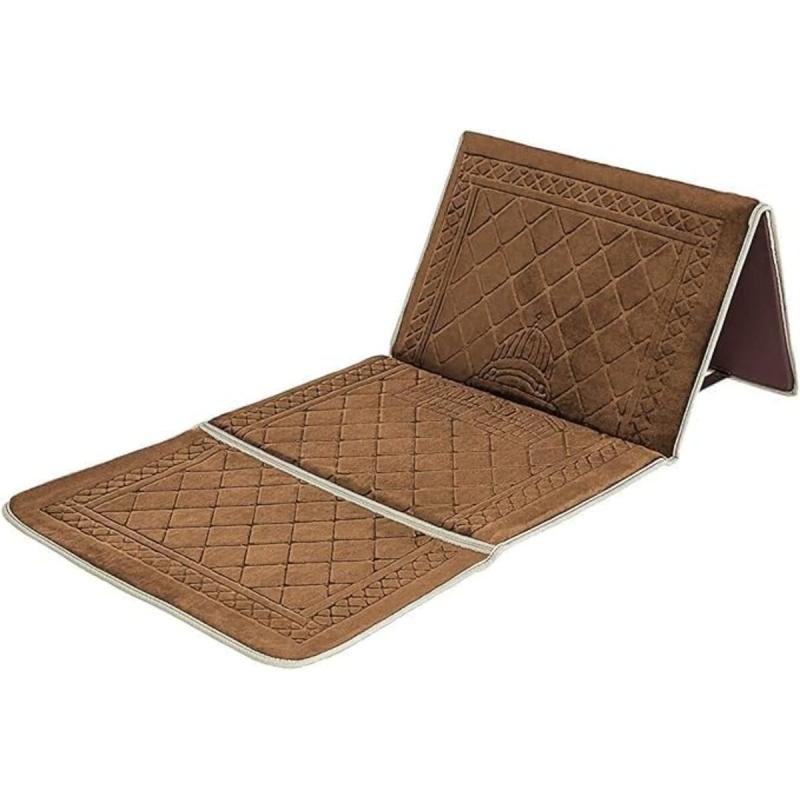 سجادة صلاة HFJ مع كرسي أرضي، ودعم ظهر قابل للطي، ومقعد تأمل محمول (بني)