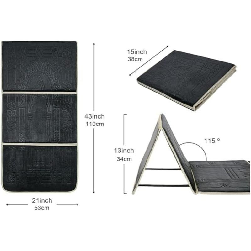 سجادة صلاة HFJ مع كرسي أرضي، ودعم ظهر قابل للطي، ومقعد تأمل محمول (بني)