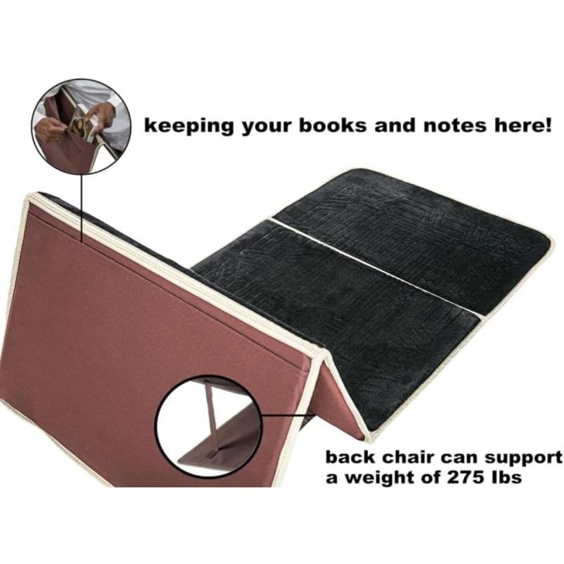 سجادة صلاة خميشة قابلة للطي مع دعم للظهر، كرسي أرضي محمول للتأمل، (أسود)