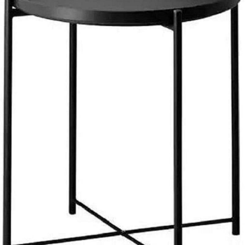 طاولة فولاذية مستديرة باللون الأسود