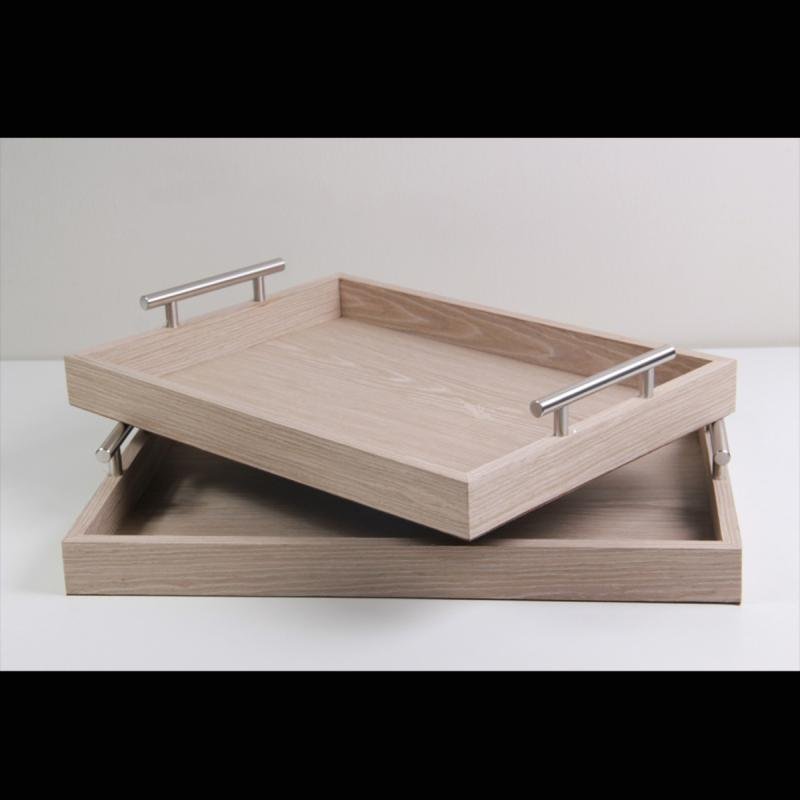 طقم صواني تقديم متعددة الاستخدام- بني خشبي