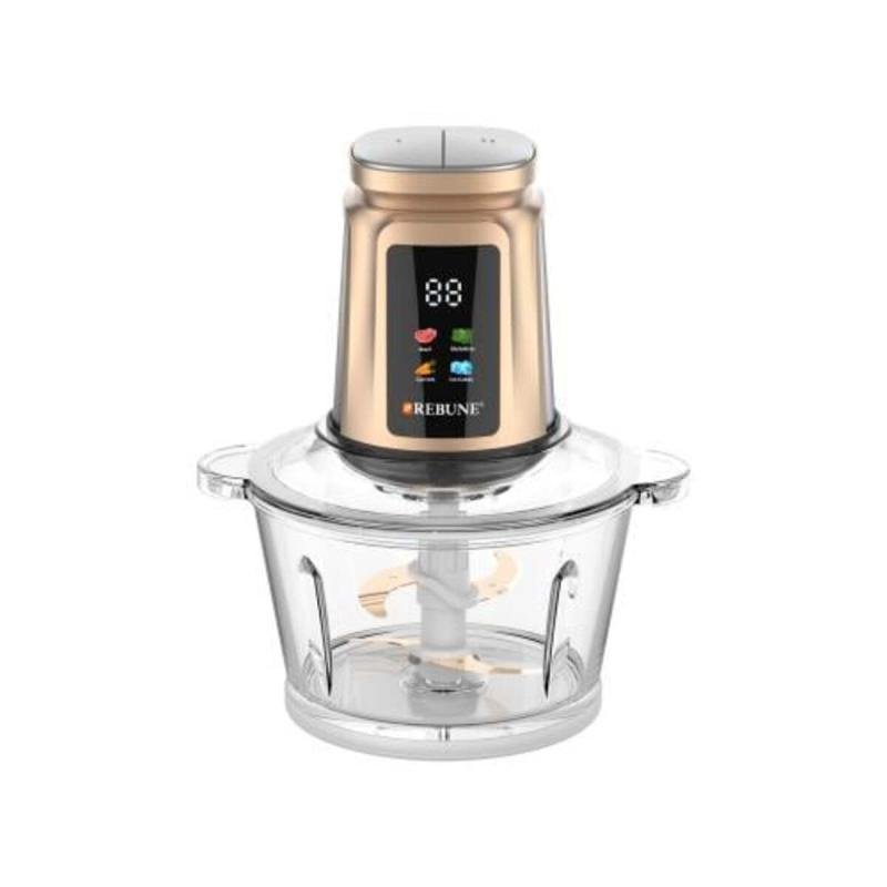 مفرمة ريبون الكهربائية للحوم والخضروات، سعة 2 لتر، 350 واط، مع شاشة رقمية - ذهبي - RE-2-190