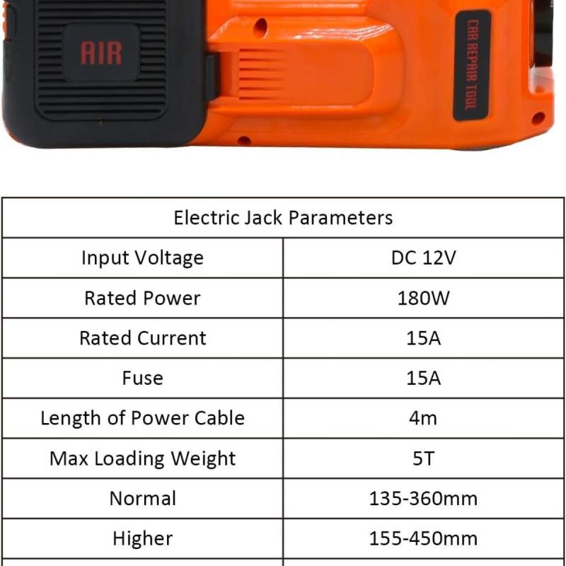 رافعة سيارة سعة 5 أطنان مع ضاغط هواء مدمج، مفتاح ربط كهربائي، أدوات سيارة مزودة بإضاءة LED، آمنة
