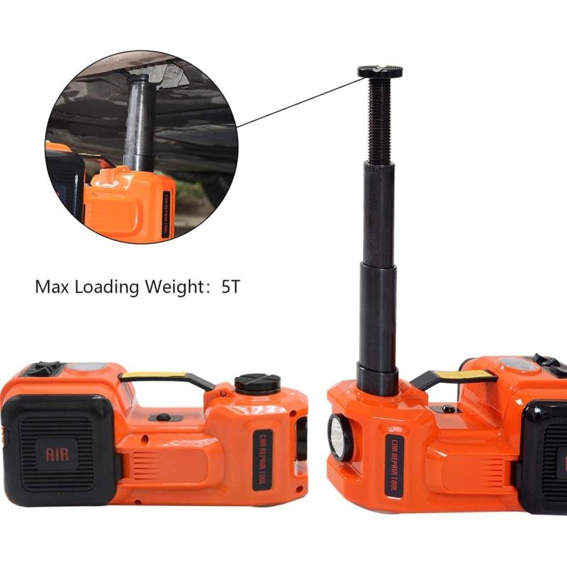رافعة سيارة سعة 5 أطنان مع ضاغط هواء مدمج، مفتاح ربط كهربائي، أدوات سيارة مزودة بإضاءة LED، آمنة