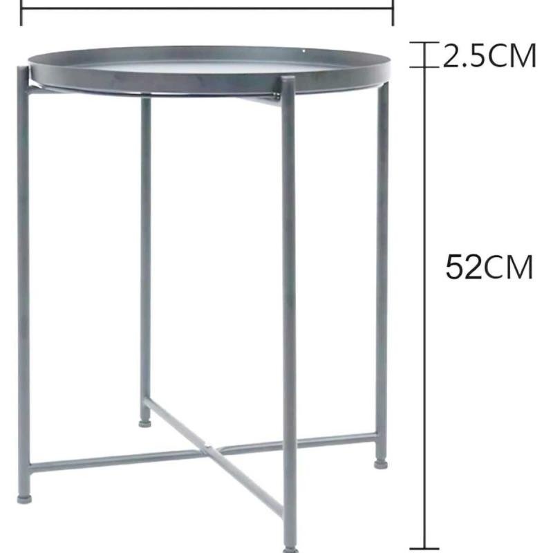 طاولة جانبية دائرية مقاومة للصدأ والماء، لون رمادي طاولة بجانب السرير لغرفة المعيشة وغرفة النوم