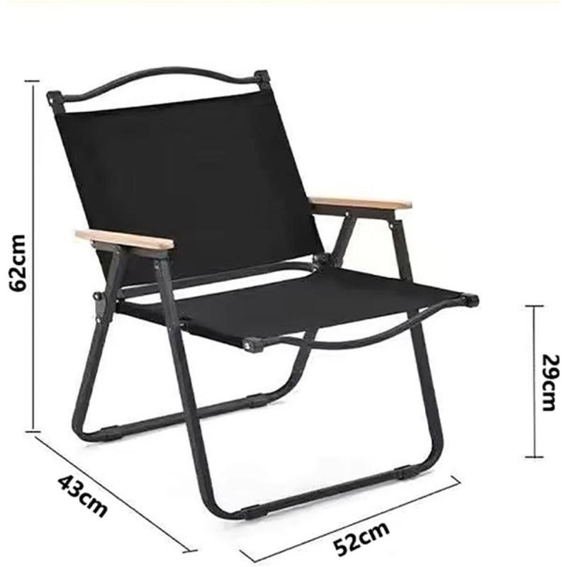 كرسي تخييم قابل للطي بإطار من الألومنيوم، للنزهات والشاطئ والحديقة، أسود - 78 ارتفاع × 40 ارتفاع × 52 عمق × 52 عرض سم