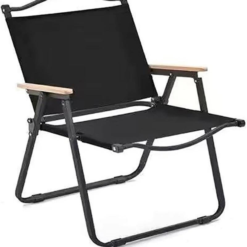 كرسي تخييم قابل للطي بإطار من الألومنيوم، للنزهات والشاطئ والحديقة، أسود - 78 ارتفاع × 40 ارتفاع × 52 عمق × 52 عرض سم