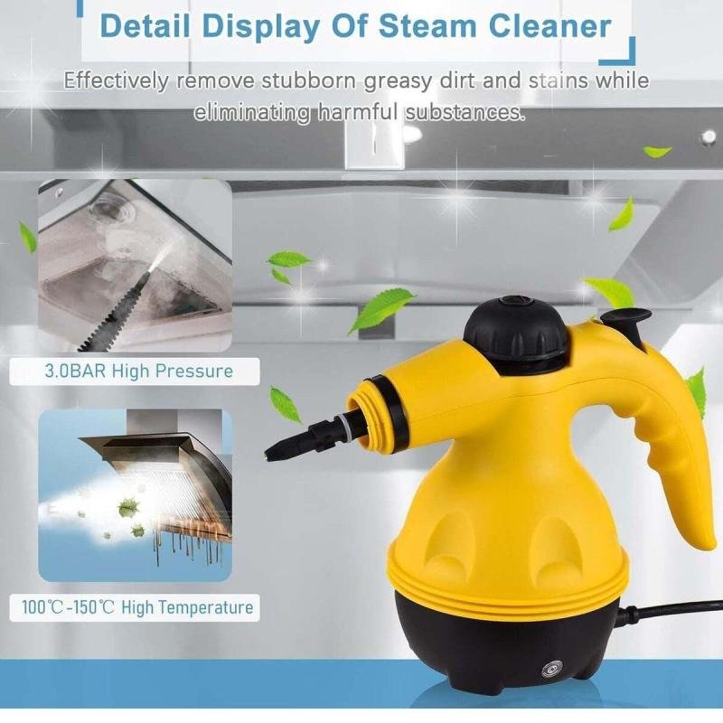 منظف بخاري محمول باليد بقوة 1000 واط متعدد الوظائف، يعمل تحت ضغط عالي، يعمل بالبخار
