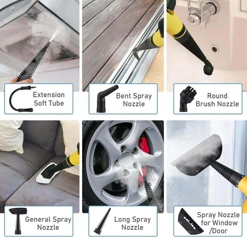 منظف بخاري محمول باليد بقوة 1000 واط متعدد الوظائف، يعمل تحت ضغط عالي، يعمل بالبخار