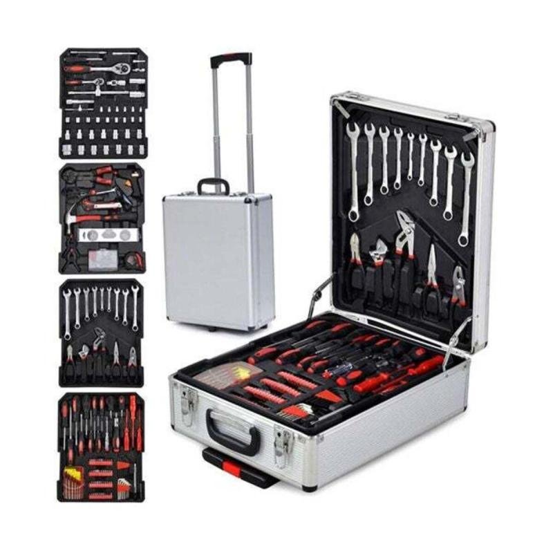 حقيبة الأدوات وصندوق الأدوات 187 قطعة حقيبة مزودة بعجلات لسهولة التنقل
