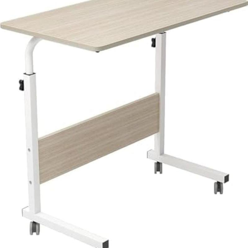 🖥️ طاولة لاب توب قابلة للتعديل 90×40 سم – بيج مع عجلات للسرير والأريكة و لابتوب