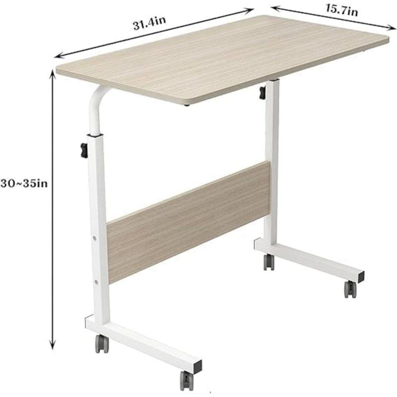 🖥️ طاولة لاب توب قابلة للتعديل 90×40 سم – بيج مع عجلات للسرير والأريكة و لابتوب