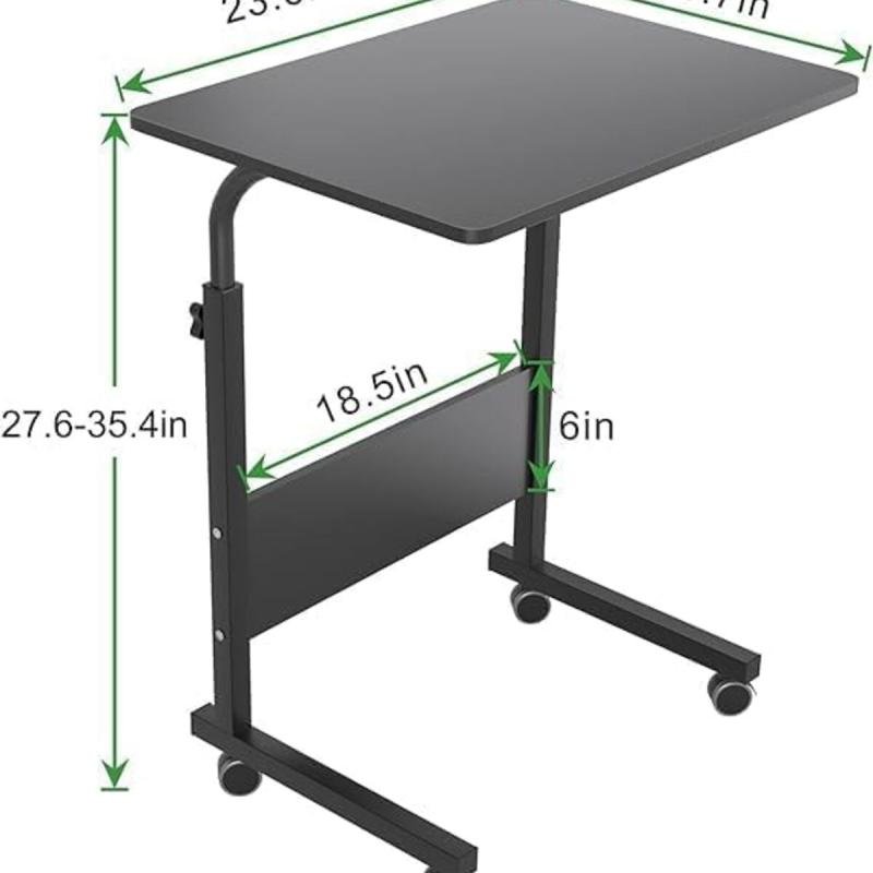 🖥️ طاولة لاب توب قابلة للتعديل 90×40 سم – لون اسود مع عجلات للسرير والأريكة و لابتوب
