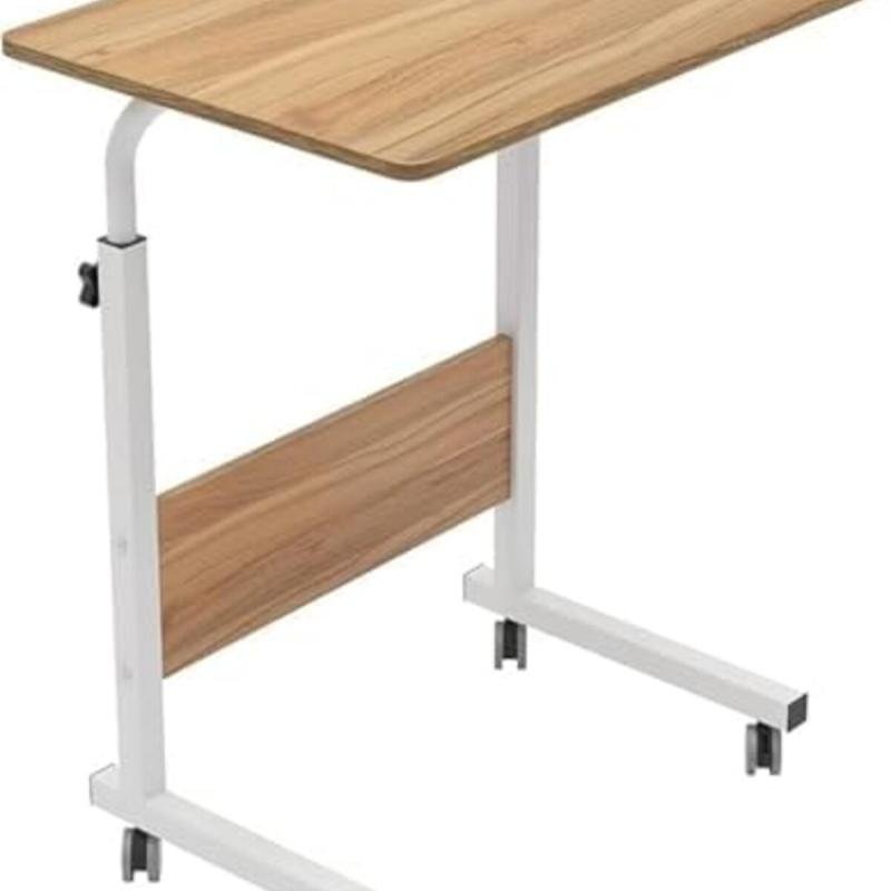 طاولة كمبيوتر محمول قابلة للتعديل، 60×40 سم، خشبي مع عجلات للسرير والأريكة