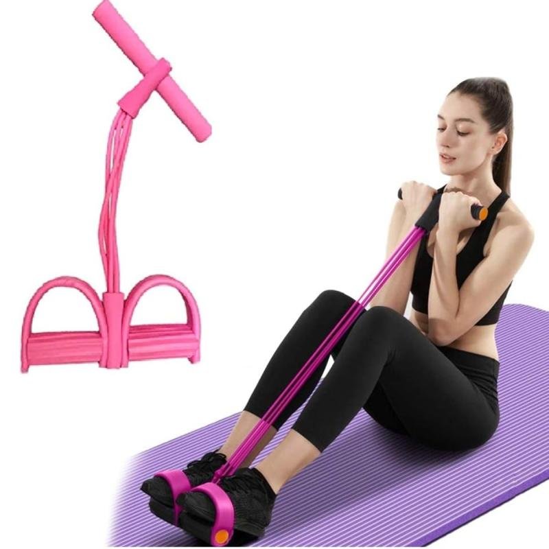 شريط مقاومة للياقة البدنية تومي مع حبل مطاطي مرن للساقين والفخذين والذراعين والظهر - وردي