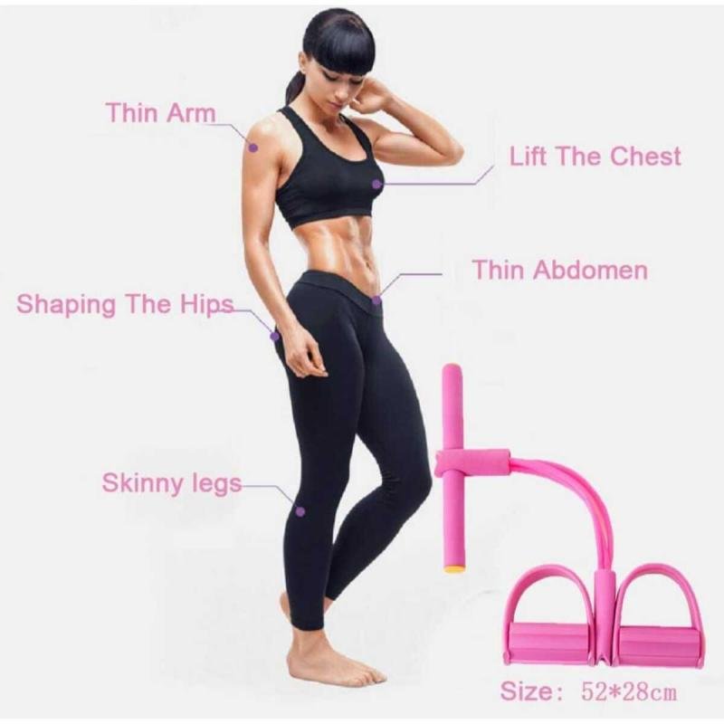 شريط مقاومة للياقة البدنية تومي مع حبل مطاطي مرن للساقين والفخذين والذراعين والظهر - وردي