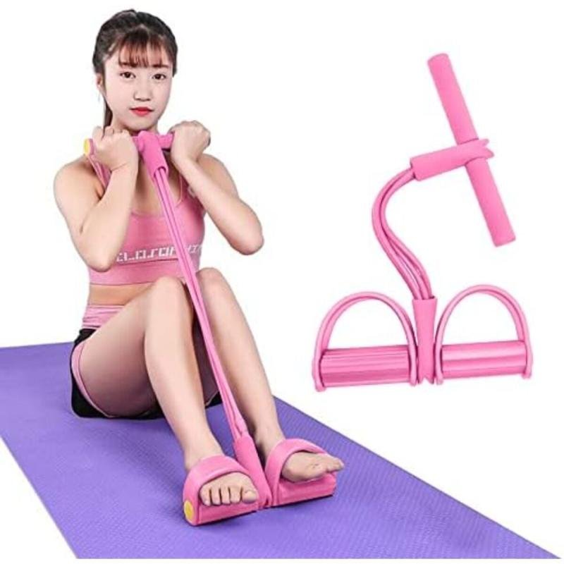 شريط مقاومة للياقة البدنية تومي مع حبل مطاطي مرن للساقين والفخذين والذراعين والظهر - وردي