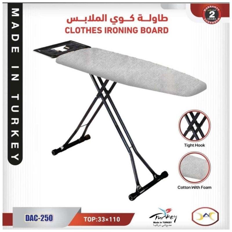 لوح مكواة تركي مع غطاء مقاوم للحرارة، 110 × 33 سم، لوح مكواة، مسند مكواة، أقدام مضادة للانزلاق