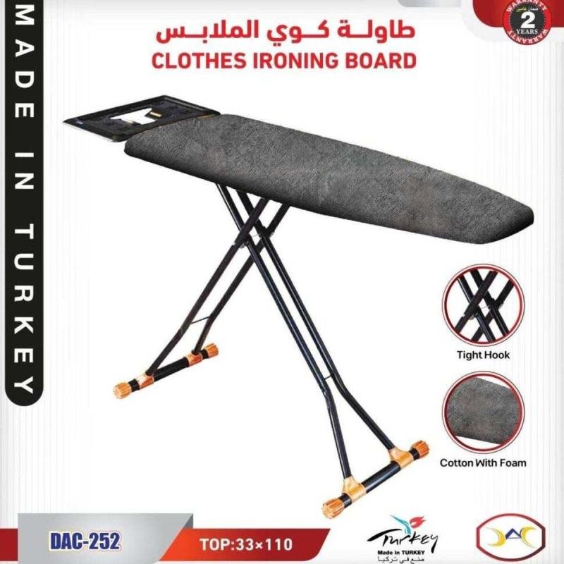 لوح مكواة تركي مع غطاء مقاوم للحرارة، 110 × 33 سم، لوح مكواة، مسند مكواة، أقدام مضادة للانزلاق