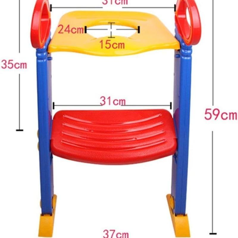 كرسي مرحاض قابل للتعديل والطي للتدريب على استخدام الحمام مع سلم غير قابل للانزلاق للأطفال الصغار
