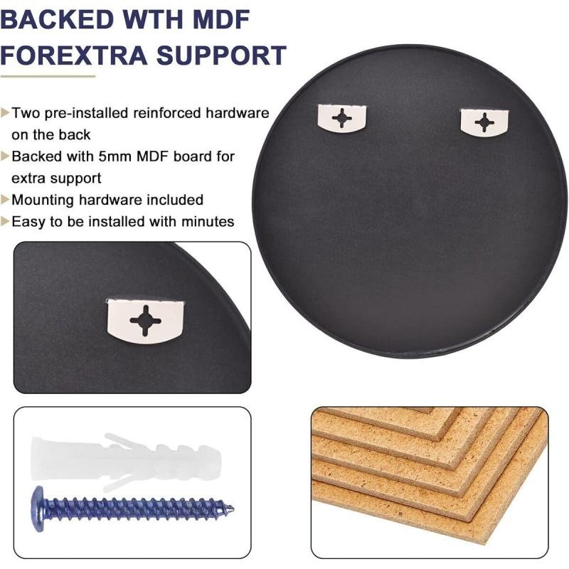 مرآة دائرية سوداء باطار معدني مقاس 50 × 50 سم مرايا جدارية لغرفة المعيشة، غرفة النوم، الحمام