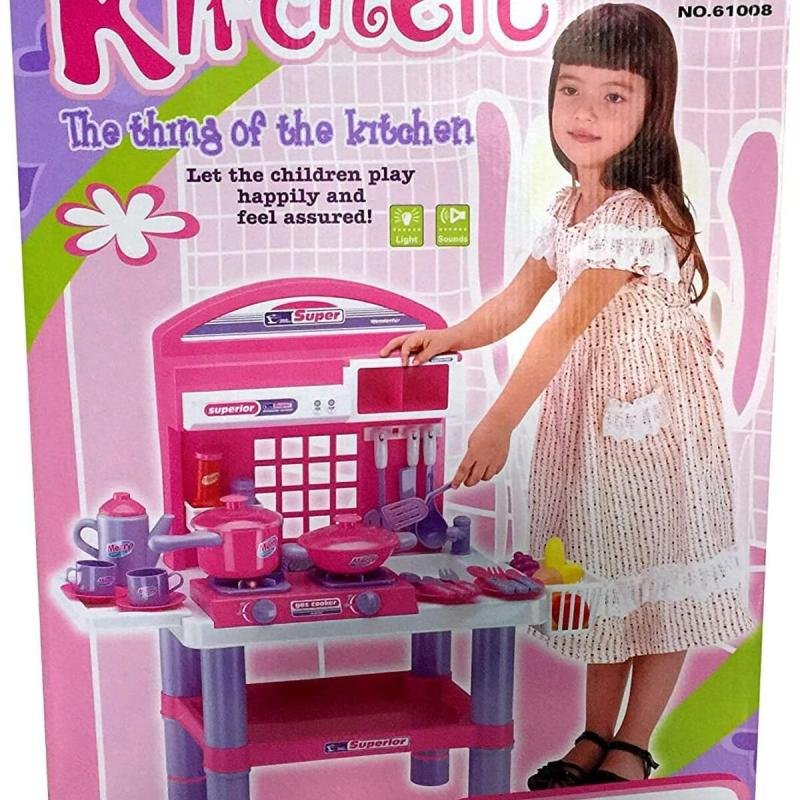 👨‍🍳 مطبخ بنات للاطفال مكون من 30 قطعة و طعام تفاعلي صغيرة للبنات مع موقد طبخ وخضروات و فاكهة