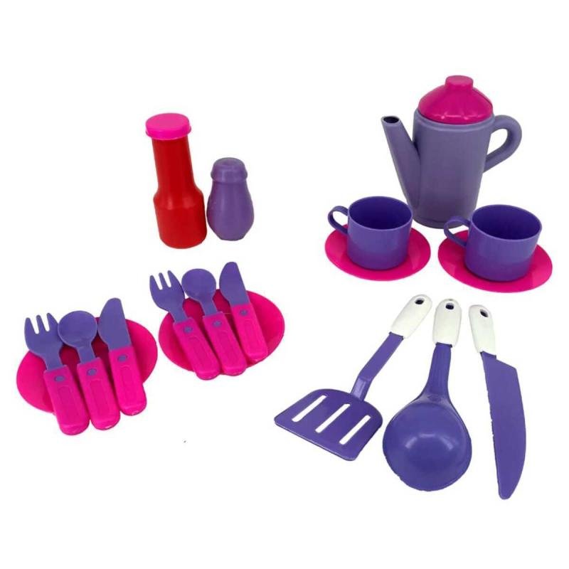 👨‍🍳 مطبخ بنات للاطفال مكون من 30 قطعة و طعام تفاعلي صغيرة للبنات مع موقد طبخ وخضروات و فاكهة