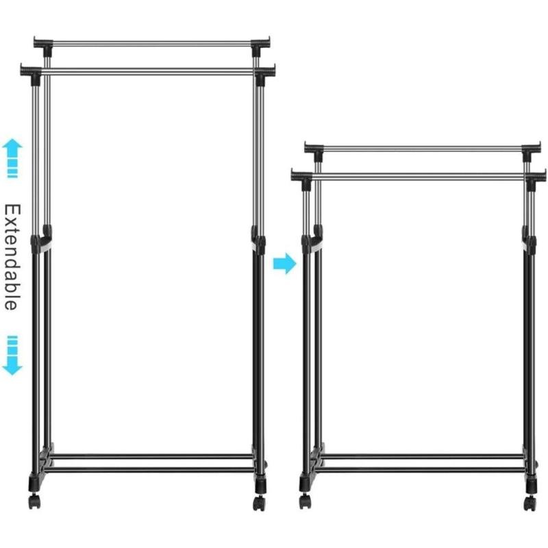 ستاند ملابس للمنزل مع رف تخزين للأحذية وعلاقة جانبية لتعليق الملابس,شماعة,دبل بول