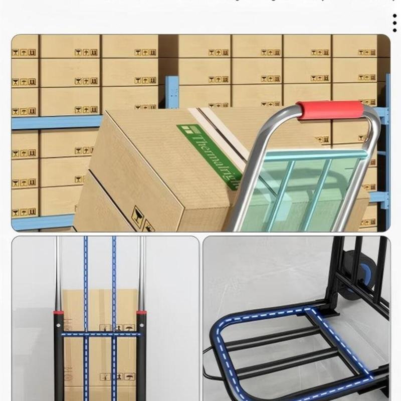 عربة يدوية قابلة للطي، عربة يدوية متحركة مزودة بعجلة صامتة مقاومة للتآكل