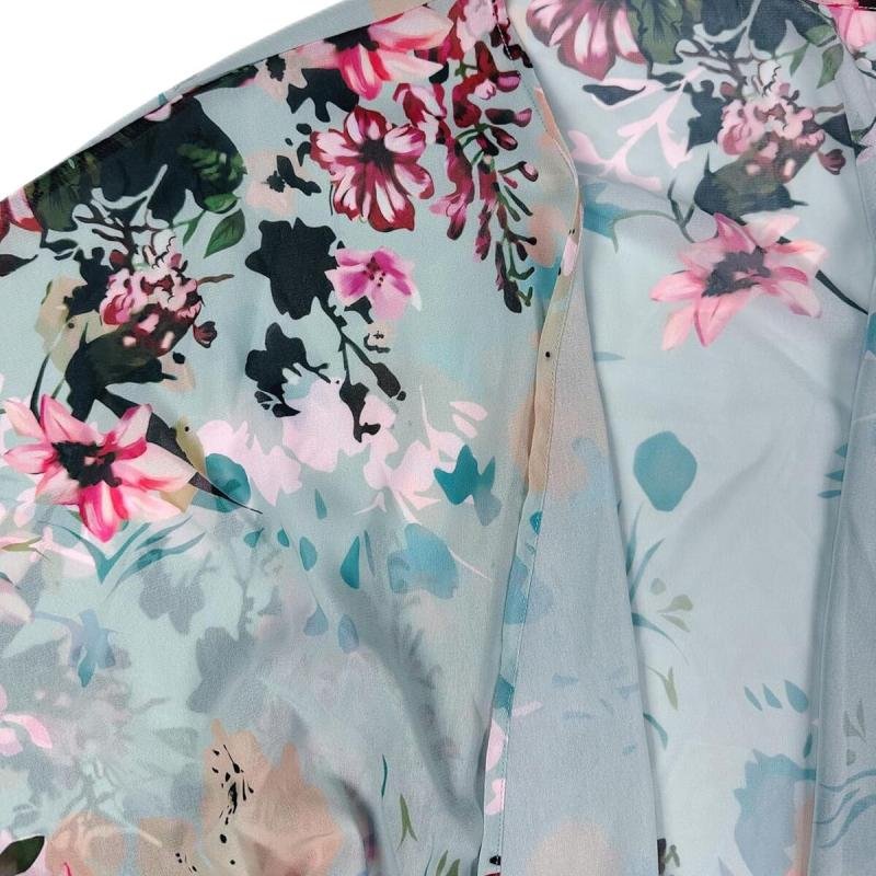 كارديجان كيمونو صيفي فضفاض طويل للنساء من بونكا (أزرق فاتح مزهر)