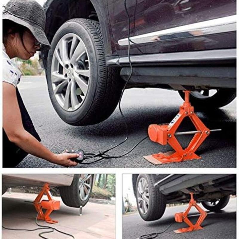 رافعة أرضية كهربائية للسيارة 3 أطنان - رافعة مقصية أوتوماتيكية 12 فولت لتغيير الإطارات واستبدالها بسرعة