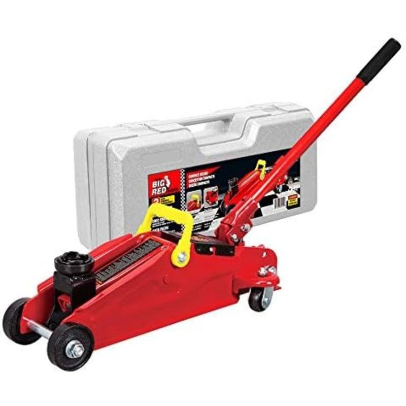 رافعة أرضية هيدروليكية تورين T82012 من بيج ريد - سعة 2 طن (4000 رطل) مع حقيبة تخزين، لون أحمر