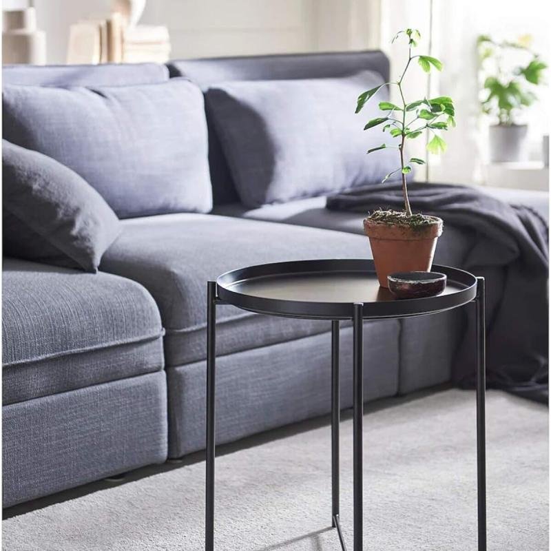 طاولة جانبية دائرية مقاومة للصدأ والماء، طاولة بجانب السرير لغرفة المعيشة وغرفة النوم من بونكا