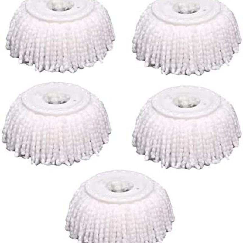 مجموعة من 5 رؤوس استبدال ممسحة دوارة، مصنوعة من الألياف الدقيقة، شكل دائري، مقاس قياسي عالمي 360 درجة