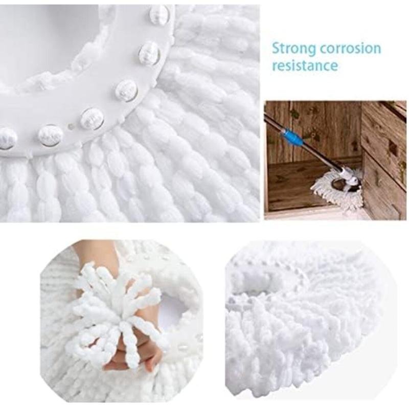 مجموعة من 5 رؤوس استبدال ممسحة دوارة، مصنوعة من الألياف الدقيقة، شكل دائري، مقاس قياسي عالمي 360 درجة