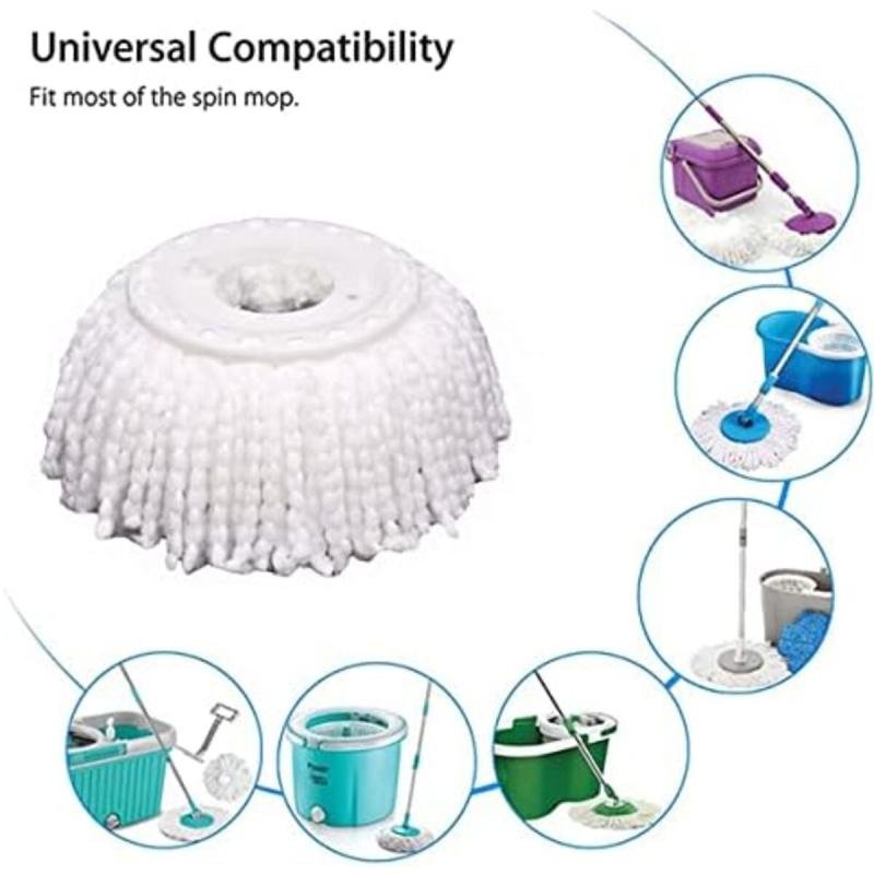 مجموعة من 5 رؤوس استبدال ممسحة دوارة، مصنوعة من الألياف الدقيقة، شكل دائري، مقاس قياسي عالمي 360 درجة