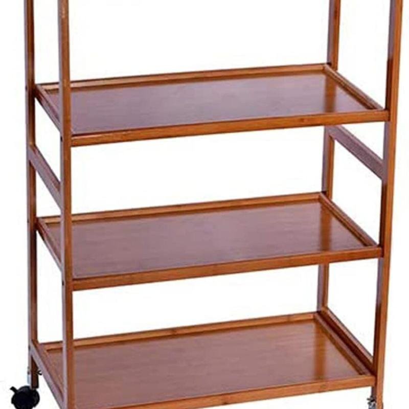 عربة مطبخ متحركة 4 طبقات من الخيزران,منظم تخزين بعجلات للمطبخ والحفلات,تصميم أنيق وخفيف وسهل الحركة