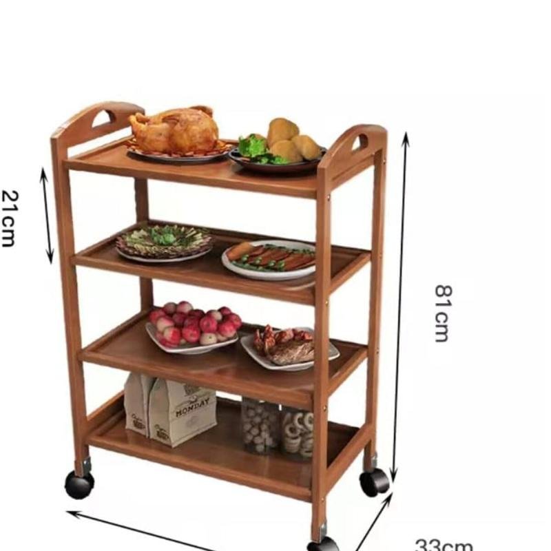 عربة مطبخ متحركة 4 طبقات من الخيزران,منظم تخزين بعجلات للمطبخ والحفلات,تصميم أنيق وخفيف وسهل الحركة