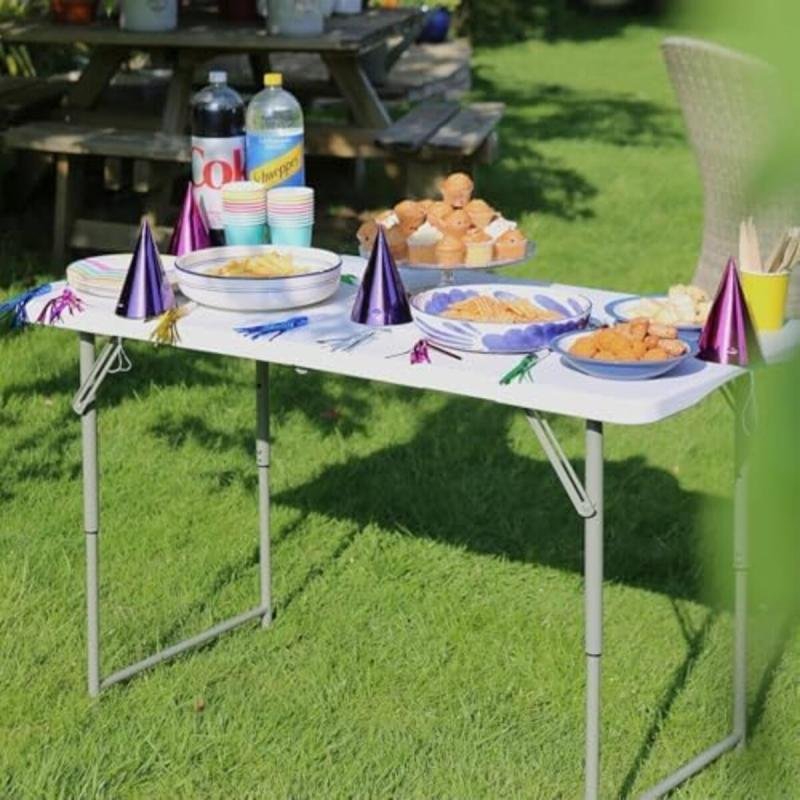 طاولة مستطيلة قابلة للطي 120 سم من بونكا، بلاستيك، أبيض