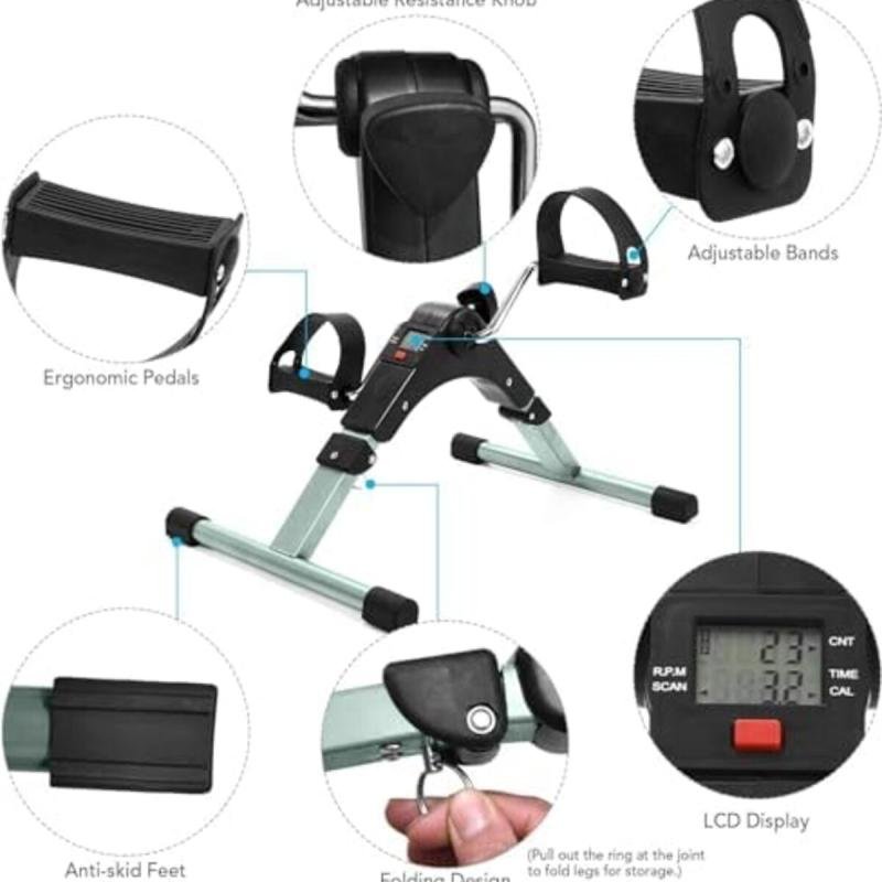 جهاز تمارين منزلي محمول قابل للطي مزود بدواسات وشاشة LCD