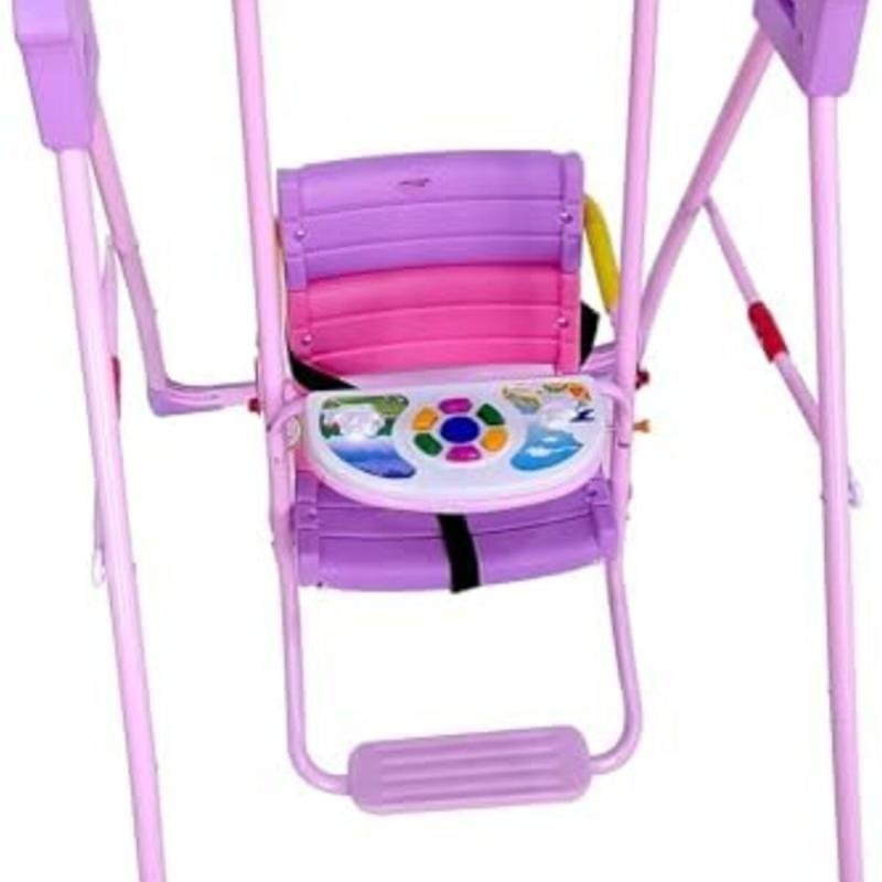 أرجوحة أطفال مع مقعد أمان، يمكن استخدامها في الأماكن المغلقة أو الهواء الطلق أو الفناء الخلفي، للأطفال، الرضع، وردي
